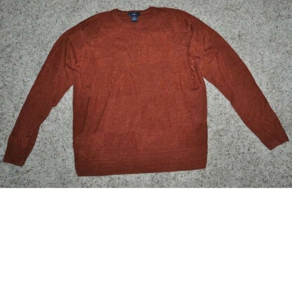 Mens Sweater Dockers Red Medium Long Sleeve Crewneck Square Pattern Soft Acrylic - Picture 1 of 4